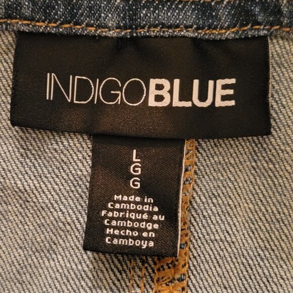 Indigo Blue Maternity Distressed Denim Bib Overalls Shortalls Size Large - Picture 9 of 11